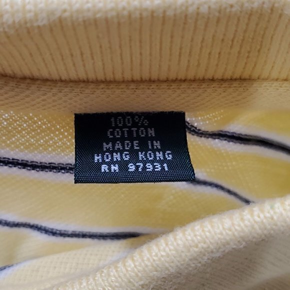 Master's Collection Yellow, Blue Striped Golf Polo Embroidered Logo Size Large - Picture 5 of 6